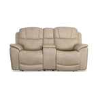 Causeuse inclinable électrique zéro gravité en cuir pleine fleur Raven / Pebble avec console — 2 places