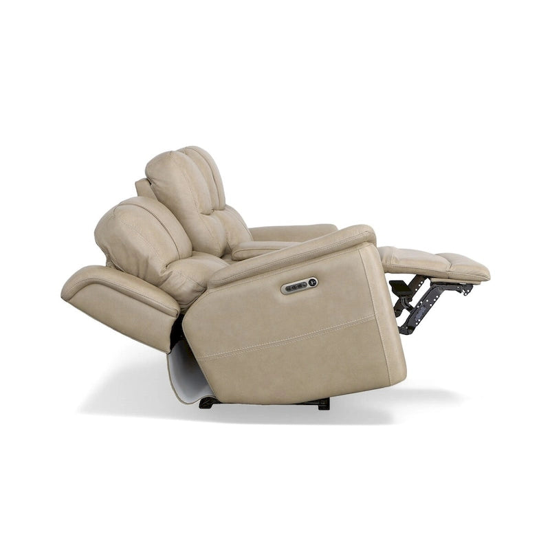 Causeuse inclinable électrique zéro gravité en cuir pleine fleur Raven / Pebble avec console — 2 places