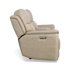 Causeuse inclinable électrique zéro gravité en cuir pleine fleur Raven / Pebble avec console — 2 places