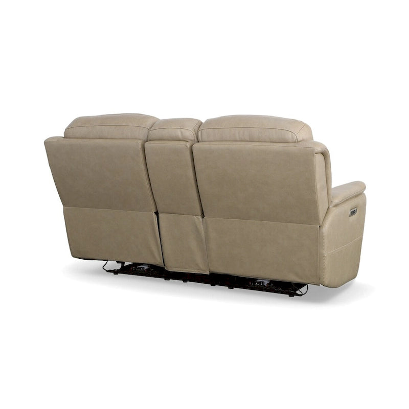 Causeuse inclinable électrique zéro gravité en cuir pleine fleur Raven / Pebble avec console — 2 places
