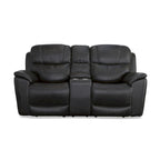 Causeuse inclinable électrique zéro gravité en cuir pleine fleur Raven / Pebble avec console — 2 places