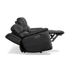 Causeuse inclinable électrique zéro gravité en cuir pleine fleur Raven / Pebble avec console — 2 places
