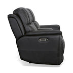 Causeuse inclinable électrique zéro gravité en cuir pleine fleur Raven / Pebble avec console — 2 places