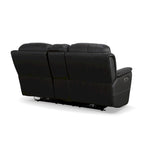 Causeuse inclinable électrique zéro gravité en cuir pleine fleur Raven / Pebble avec console — 2 places