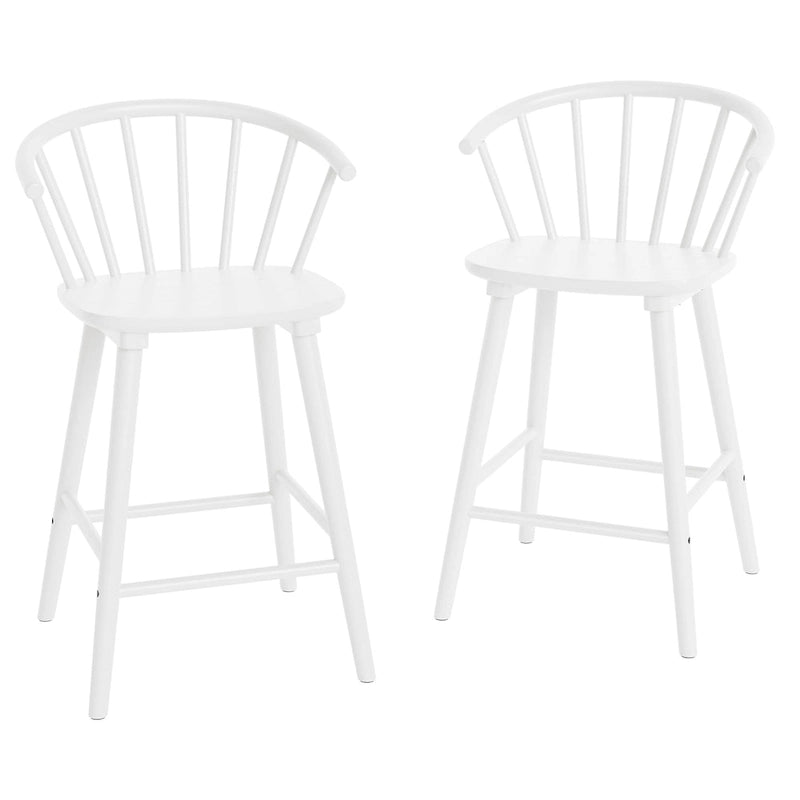 Tabourets de bar à dossier fuseau, lot de 2 – Café foncé / Noir / Noyer / Blanc