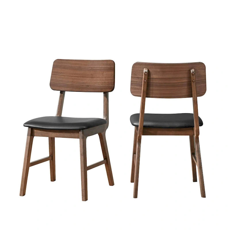 Chaises de salle à manger incurvées en noyer et noir de style Mid-Century, lot de 2