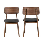 Chaises de salle à manger incurvées en noyer et noir de style Mid-Century, lot de 2