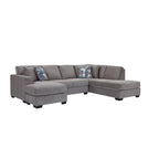 Canapé sectionnel d'angle en U gauche gris, 5 places, en chenille
