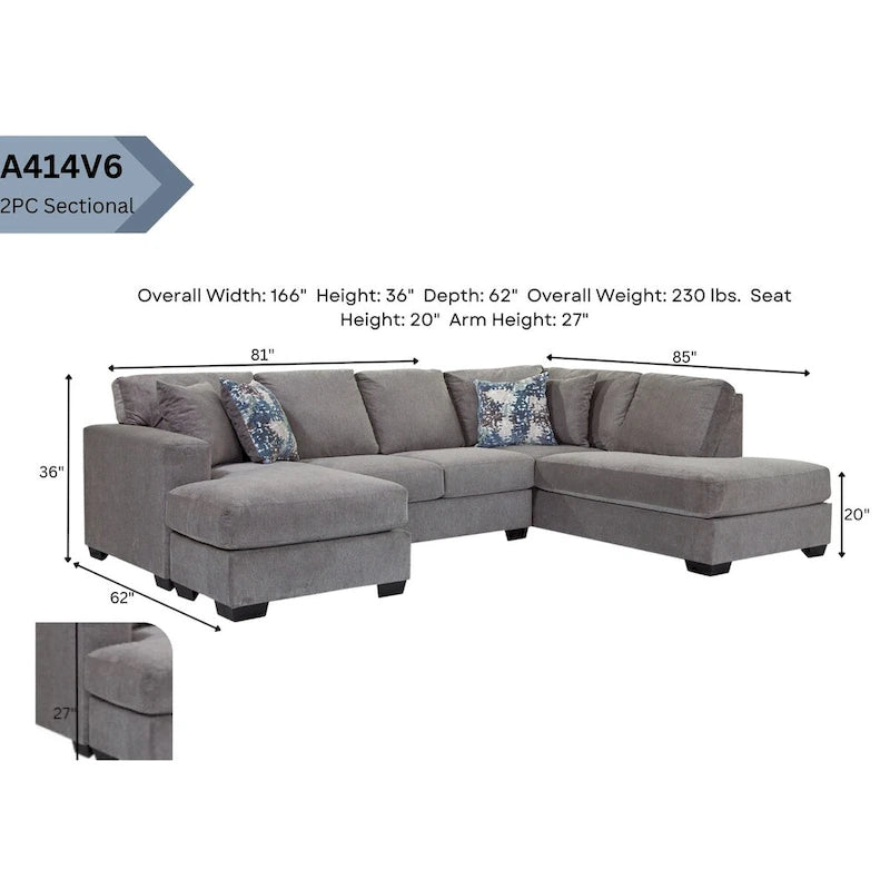 Canapé sectionnel d'angle en U gauche gris, 5 places, en chenille