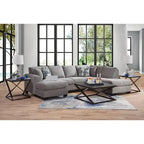 Canapé sectionnel d'angle en U gauche gris, 5 places, en chenille