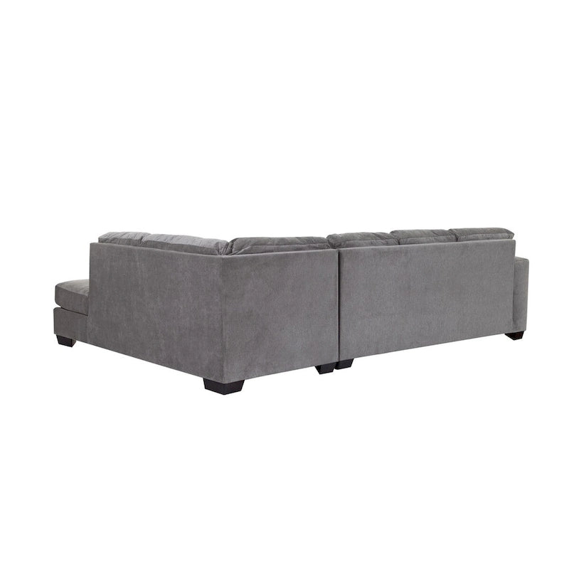 Canapé sectionnel d'angle en U gauche gris, 5 places, en chenille