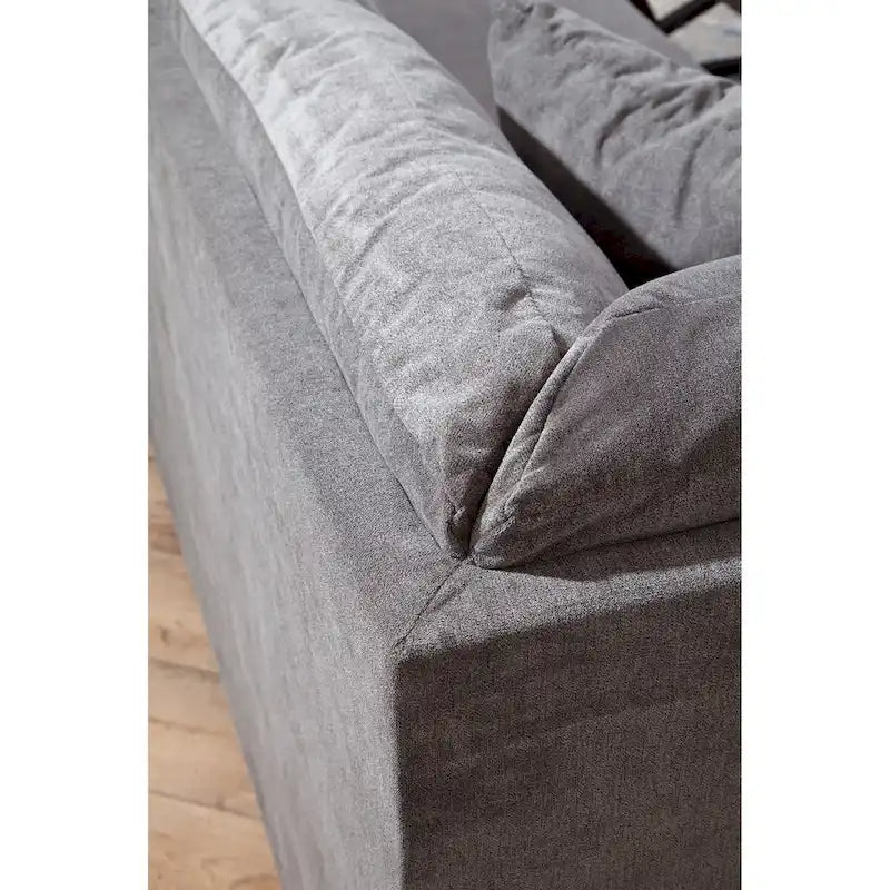 Canapé sectionnel d'angle en U gauche gris, 5 places, en chenille