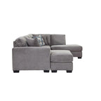 Canapé sectionnel d'angle en U gauche gris, 5 places, en chenille