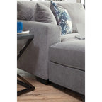 Canapé sectionnel d'angle en U gauche gris, 5 places, en chenille