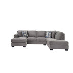 Canapé sectionnel d'angle en U gauche gris, 5 places, en chenille