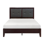 Ensemble de chambre 5 pièces Fini espresso Lit Table de chevet Commode Miroir Coffre de rangement