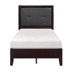 Ensemble de chambre 5 pièces Fini espresso Lit Table de chevet Commode Miroir Coffre de rangement
