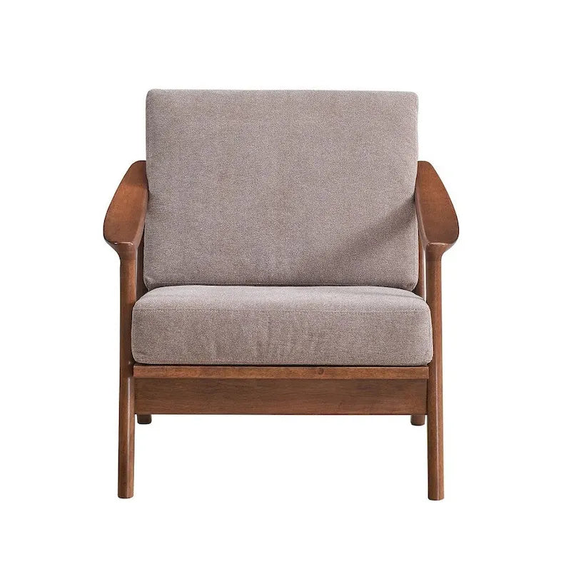 Fauteuil d'appoint en bois avec coussin amovible marron clair et marron
