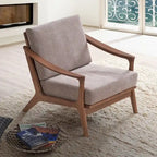 Fauteuil d'appoint en bois avec coussin amovible marron clair et marron