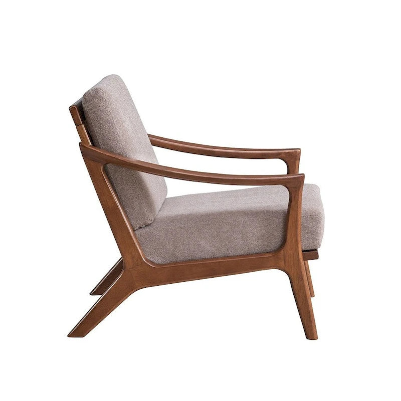 Fauteuil d'appoint en bois avec coussin amovible marron clair et marron